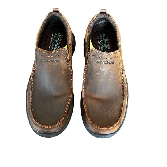 Skechers Goga Mat Arch Slip-Ins Shoes Men 11 Brown Leather Upper Memory Foam main image 4